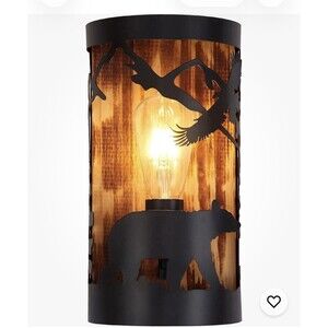 Rustic Bear Wall Sconce Farmhouse Indoor Wall Light Fixtures, E26 Base Modern